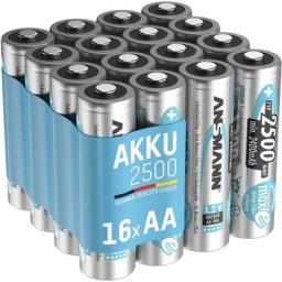 Ansmann Piles rechargeables HR6 NiMH 2500 mAh 1,2 v (lot de 16)