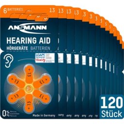 Ansmann Piles pour appareils auditifs 13 1,4 v (120 pièces)