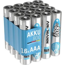 Ansmann Piles rechargeables NiMH HR03 800 mAh 1,2 v (lot de 16)