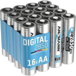 Ansmann Piles rechargeables HR6 NiMH 2850 mAh 1,2V (lot de 16)