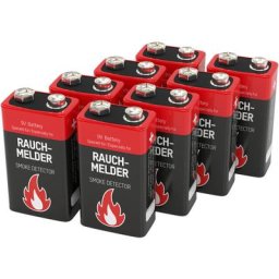 ANSMANN Piles alcalines 6LR61 9V pour détecteur de fumée (lot de 8)