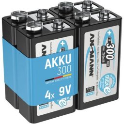 Ansmann Piles 6F22 9V 300 mAh NiMH rechargeables (lot de 4)