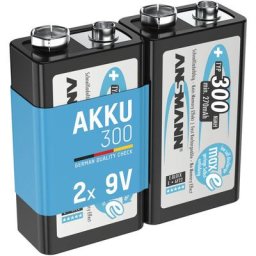 Ansmann Piles 6F22 9V 300 mAh NiMH rechargeables (lot de 2)