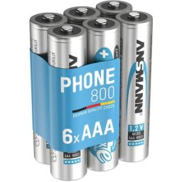 ANSMANN Piles AAA 800 mAh NiMH 1,2 V rechargeables (lot de 6)