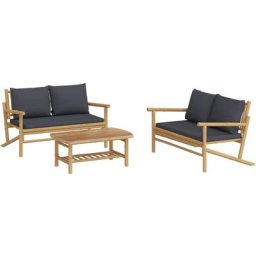 Salon de jardin 3 pcs avec coussins gris foncé bambou Vidaxl n/a