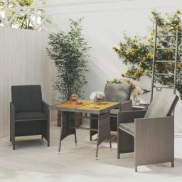 Table de jardin Contemporain - Table à manger de jardin - Gris 70x70x72 cm Résine tressée et acacia