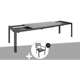Table de jardin extensible en aluminium, rectangulaire Palma avec 8 fauteuils Palma Jardiline