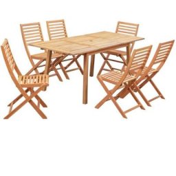 Ensemble repas de jardin 4-6 personnes - Eucalyptus FSC - Table extensible 120 - 180 x 80 cm + 6