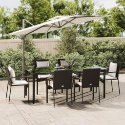 Salon de jardin 7 pcs - Mobilier de jardin - Ensemble Table à manger + 6 chaises Noir Résine