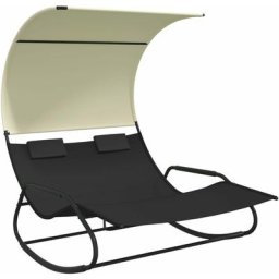Transat chaise longue bain de soleil lit de jardin terrasse meuble d'extérieur double à bascule