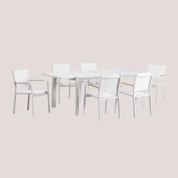 Sklum - Set de Table Extensible Rectangulaire en Aluminium (180-240x100 cm) Starmi et 6 Chaises de