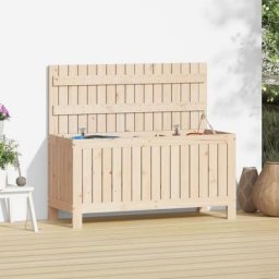 Bonnevie - Banc Coffre de rangement de jardin - Banquette Pouf 108x42,5x54 cm Bois massif de pin