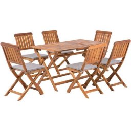 Salon de Jardin Pliable en Bois d'Accacia composé d'une Table 140 x 75 cm et de 6 Chaises avec