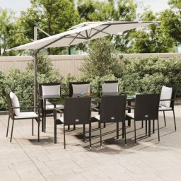 Salon de jardin 7 pcs - Mobilier de jardin - Ensemble Table à manger + 6 chaises Noir Résine
