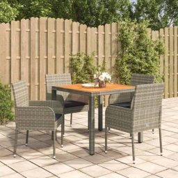 Salon de jardin 5 pcs - Mobilier de jardin - Ensemble Table à manger + 4 chaises avec coussins Gris