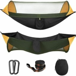 Hamac de Camping avec Filet, 2 en 1 Hamac Suspendu Grand Hamacs en Nylon, Hamac de Balançoire