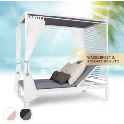 Sunbed Transat Jardin Double, Bain de Soleil, Chaise Longue Exterieur avec Dossier Inclinable