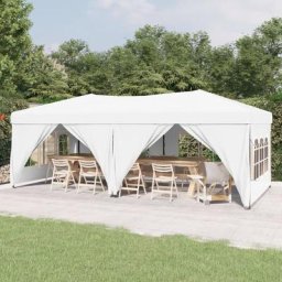 Bonnevie - Tente de réception pliable Tonnelle de Jardin - Rapide à Installer avec parois Blanc 3x6