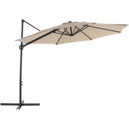 Parasol de Jardin ⌀ 2,95 m en Aluminium et Tissu Polyester Beige Octogonal Savona ii - Beige
