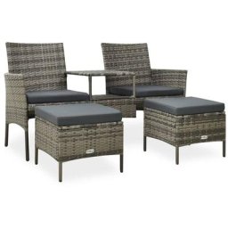 True Deal - Canapé de jardin table à thé et tabourets Résine tressée Gris