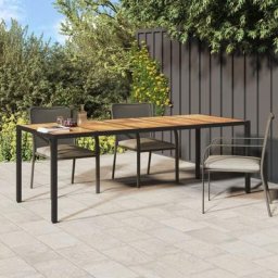 Table de jardin Contemporain - Table à manger de jardin - Noir 250x100x75 cm Résine tressée