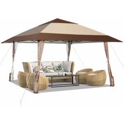 Relax4life - Tonnelle de Jardin 4x4 m Imperméable à Double Toit, Pavillon de Jardin Pliant à 3