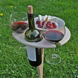 Ontway - Outdoor Portable Wine Table,Petite Table Pliante Bois Pas Cher Jardin Ronde,Mini Table De