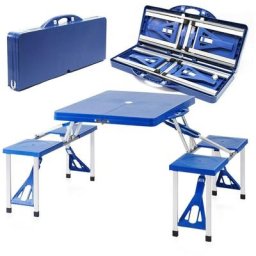 Ensemble table tabourets de camping aluminium meuble pliant 133 cm jardin oudoor - Or
