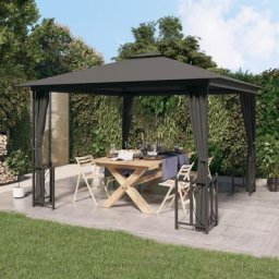 Tonnelle de Jardin Tente de réception - Rapide à Installer avec parois et toit double 3x3 m
