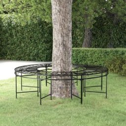 Banquette d'extérieur - Moderne Banc circulaire tour d'arbre Ø160 cm Noir Acier Pour Terrasse