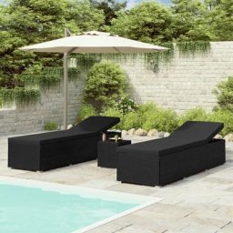 Fauteuil de jardin Moderne - Transat relax -Chaises longues de jardin table à thé 3 pcs Résine