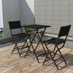 Ensemble Table + 2 chaises de bistro pliable - Table à manger avec Chaises Acier Résine tressée