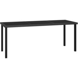 Table à dîner de jardin Noir 180x70x73 cm Résine tressée