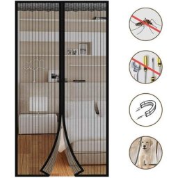 Freosen - Moustiquaire Porte à Fermeture Aimantée, Rideau de Porte Anti Mouche, Fermeture Auto, Kit