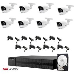 Hikvision - video surveillance kit dvr 8 channels 8 cameras 1 mpx hd 1 tb