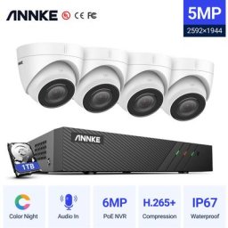Annke - sannce Système de sécurité vidéo réseau XPoE 4 canaux 5MP (Kit nvr) - sans disque dur