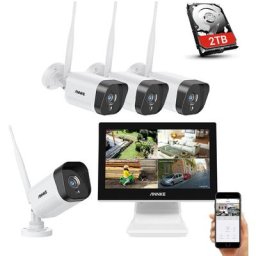 Annke Système de surveillance vidéo nvr WiFi Full hd 4CH 1080p avec moniteur lcd 10,1 pouces, prise
