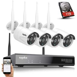 Système de caméra de Surveillance sans Fil 8CH 5MP wlan nvr avec 1 To, 4 x 3MP ip Caméra de