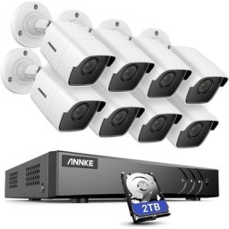 Kit de Surveillance Extérieures Filaires,8CH 5MP dvr avec Disque Dur 2TO, Détection de