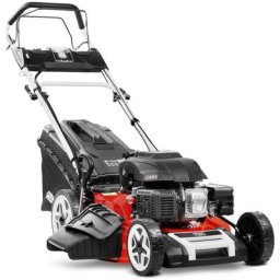 Tondeuse à gazon à essence 224cc 7.5cv, démarrage électrique 4 temps automoteur, double lame acier