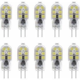 10-Pack G4 2W led Ampoule pour les Ampoules de Hotte, ac/dc 12V, 20W Ampoules Halogènes Équivalent,