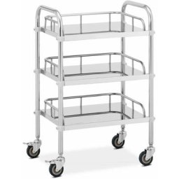 Steinberg - Chariot médical Chariot médical inox 3 étagères 15 kg Avec freins - Argent, Noir