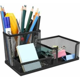 Organisateur de bureau, porte-stylo Powcan, porte-stylo en métal Organisateur de table en maille