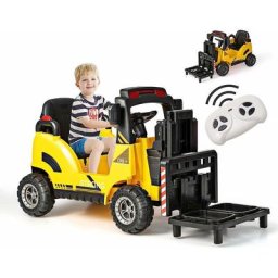 Voiture Electrique Enfants 3-7 Ans, Gerbeuse à Fourche avec Télécommande, Palette Réglable 4-28cm