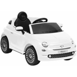 Kalisse - Voiture électrique pour enfants Fiat 500 Blanc,Cadeau Jouet pour enfants à partir de 40