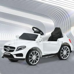Voiture électrique pour enfants 12V, télécommande, vitesse 3Km/H, lumières LED, charge 30kg - Blanc