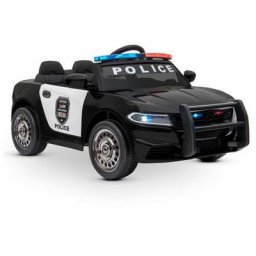 Voiture de police électrique 2x 30W - marche AV/AR, Gyrophares et Mégaphone - Noir
