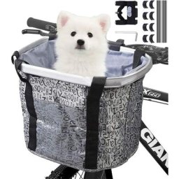 Panier de Vélo, Amovible Vélo Guidon Panier, Cycle Avant Toile Panier Transporteur Sac Pet Carrier