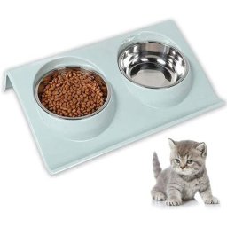 Bol pour Animaux de Compagnie Set,Chien Animaux Feeder , Gamelle Double Nourriture Inclinable à 15°