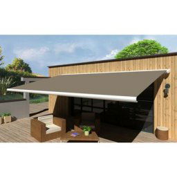 Store banne Coffre intégral protect led Blanc 6x3,5m Motorisé à télécommande + Eclairage led